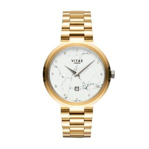 Vitae London Elmington Gold-Tone Stainless Steel Bracelet Watch 36mm NWT $259